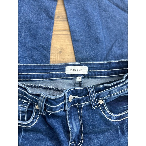 Women's Bamboo Jeans Size 7 Western Style Boot Cut Dark Blue - Picture 7 of 9